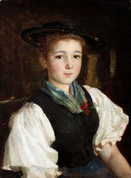 Albert Anker : Portrait of a girl II